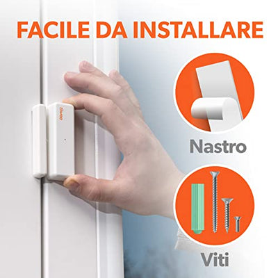 tiiwee Sistema di Allarme per Porte e Finestre - Sistema di Sicurezza con Potente Sirena, 2 Sensori per Porte e Finestre e 2 Telecomandi - Protezione Antieffrazione Casa, Appartamento, Garage