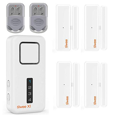 Tiiwee X1 XL Allarme Casa Senza Fili con Sirena 120 dB, 4 Sensori per Finestre Porta e 2 Telecomandi - Kit Antifurto - Batterie Incluse – Installazione Facile - Anti-Effrazione - Sicurezza Domestica