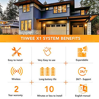 Tiiwee X1 XL Allarme Casa Senza Fili con Sirena 120 dB, 4 Sensori per Finestre Porta e 2 Telecomandi - Kit Antifurto - Batterie Incluse – Installazione Facile - Anti-Effrazione - Sicurezza Domestica