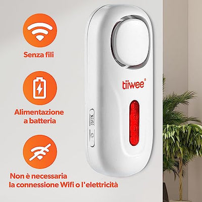tiiwee A1 Allarme Casa – Sistema di Allarme Senza Fili – Antifurto Casa – Sirena Forte, 2 Sensori per Porte e Finestre, 1 Telecomando – Per Appartamento, Garage, Ufficio