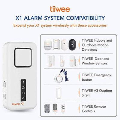 Tiiwee X1 XL Allarme Casa Senza Fili con Sirena 120 dB, 4 Sensori per Finestre Porta e 2 Telecomandi - Kit Antifurto - Batterie Incluse – Installazione Facile - Anti-Effrazione - Sicurezza Domestica